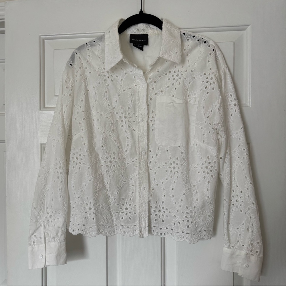 Liv Los Angeles White Eyelet Button Down